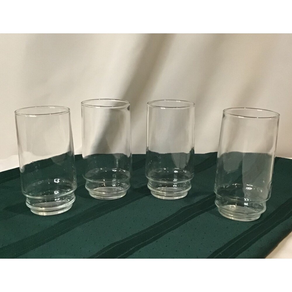 Clear Drinking Glasses with Ridged Base (Set of 4)